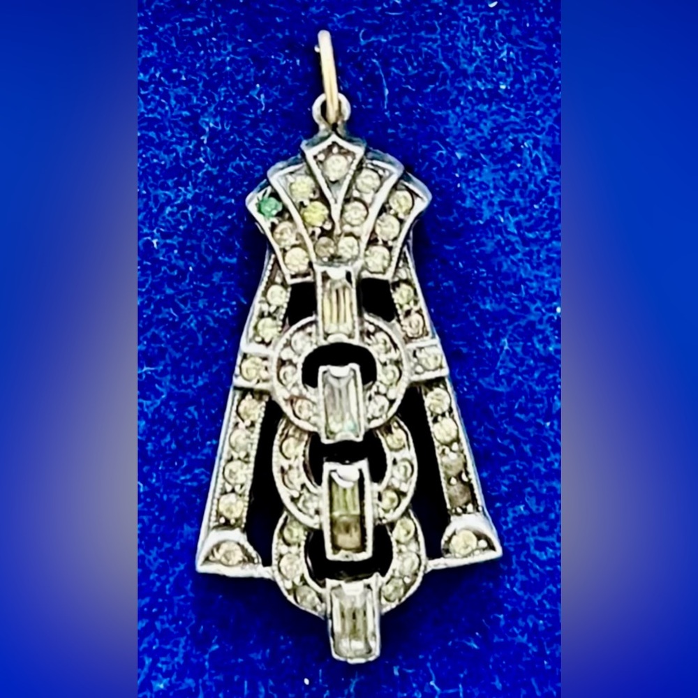 Vintage Pendant Rhinestone Silver-Tone